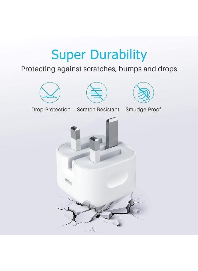 آیمی محول شحن سريع IMEE PLUS USB-C 20 واط مع كابل Type-C إلى Lightning وشاحن IC ذكي PD 3.0 وحماية من الجهد الزائد والتيار الزائد والحرارة الزائدة وشاحن حائط صغير الحجم بمقبس المملكة المتحدة - IM-TA120CL، أبيض - Image 2