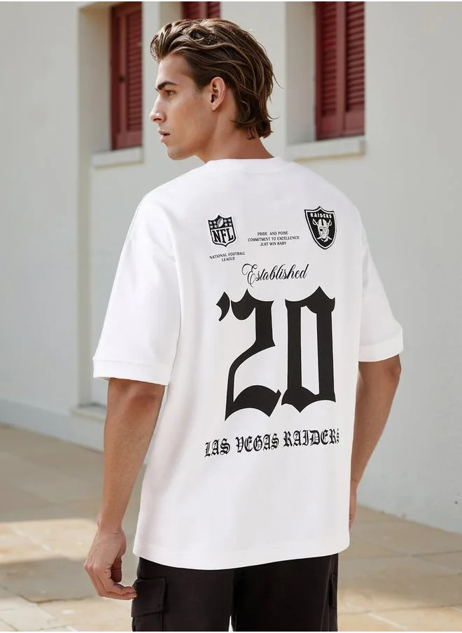 SP Characters NFL Print Crew Neck T-shirt with Short Sleeves