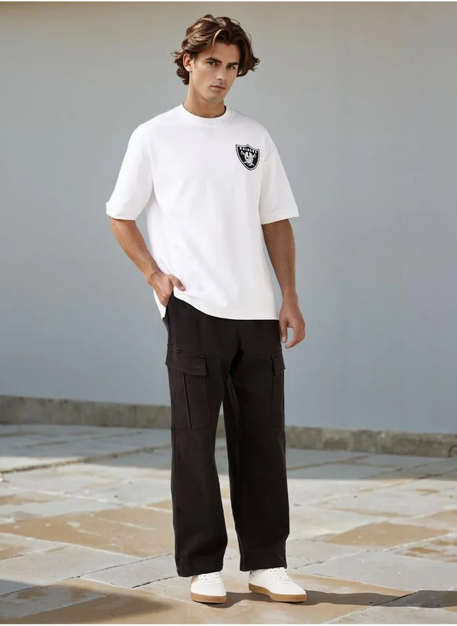 SP Characters NFL Print Crew Neck T-shirt with Short Sleeves