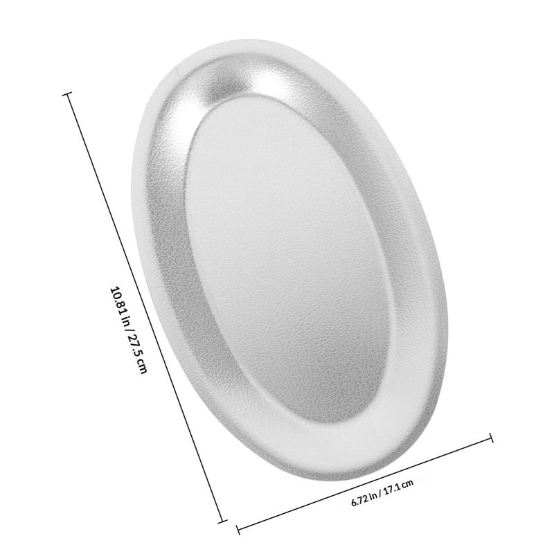 Oval Stainless Steel Serving Tray 27 5cm Silver Metal Platter For Steak Picnic Outdoor - Image 3