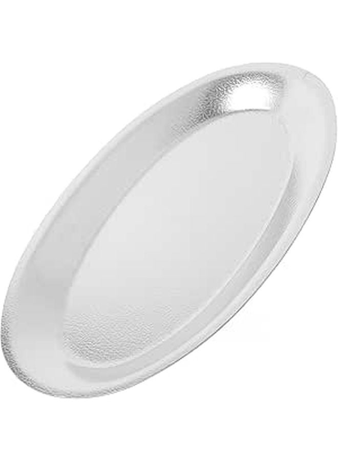 Oval Stainless Steel Serving Tray 27 5cm Silver Metal Platter For Steak Picnic Outdoor - Image 1