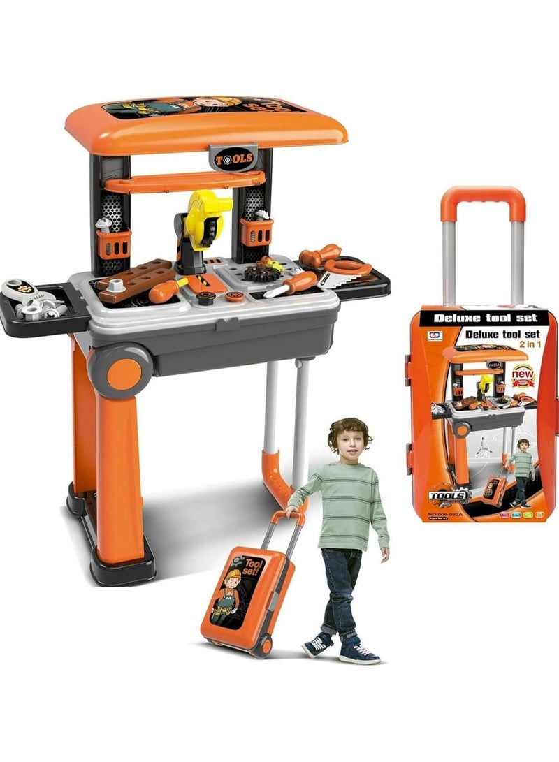 Little Exceptional Quality Deluxe 2-In-1  Trolley Playset For Kids, Orange/Grey/Black 15.40x9.60x5.30inch - Image 1