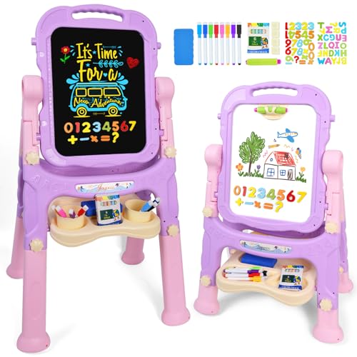 Joyooss Art Easel for Kids Toddler Easel Stand for Painting AdjustableMagnetic Double Sided Drawing Dry Erase Board Children Art Accessories for Kid Ages 48 Boys and Girls Gift Learning Toy - Image 1