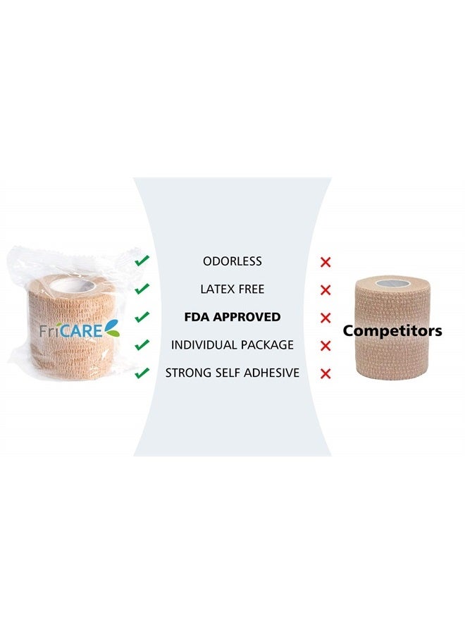 FriCARE Self Adhesive Bandage Wrap, Medical Tape in First Aid Kit Cohesive Bandage Wrap for Sport & Athletic, Breathable Vet Wrap for Wounds, FSA/HSA Eligible 2" X 5 Yards 6 Rolls Rainbow - Image 2