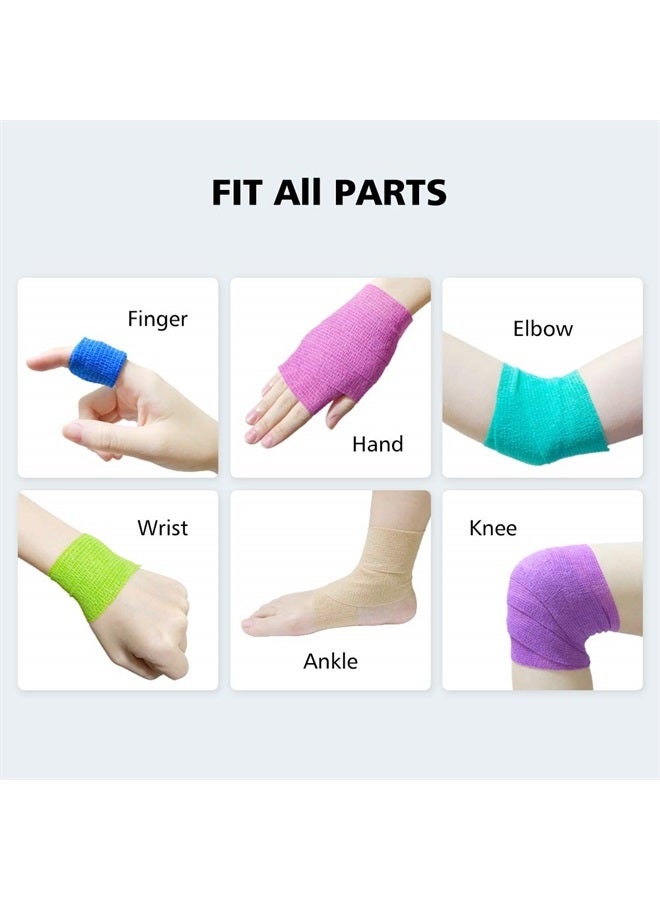 FriCARE Self Adhesive Bandage Wrap, Medical Tape in First Aid Kit Cohesive Bandage Wrap for Sport & Athletic, Breathable Vet Wrap for Wounds, FSA/HSA Eligible 2" X 5 Yards 6 Rolls Rainbow - Image 5