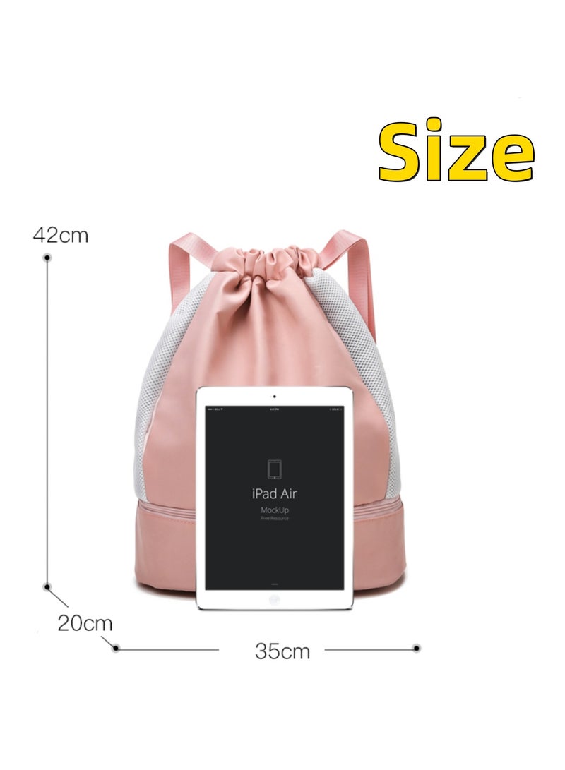 NOVOLAN Drawstring Backpack Drawstring Bag Sports Gym Bag, Swimming Bag Women Dry & Wet Separation Waterproof Fitness Bag Men Storage Bag Backpack Beach Backpack Travel Portable Equipment (black) - Image 4