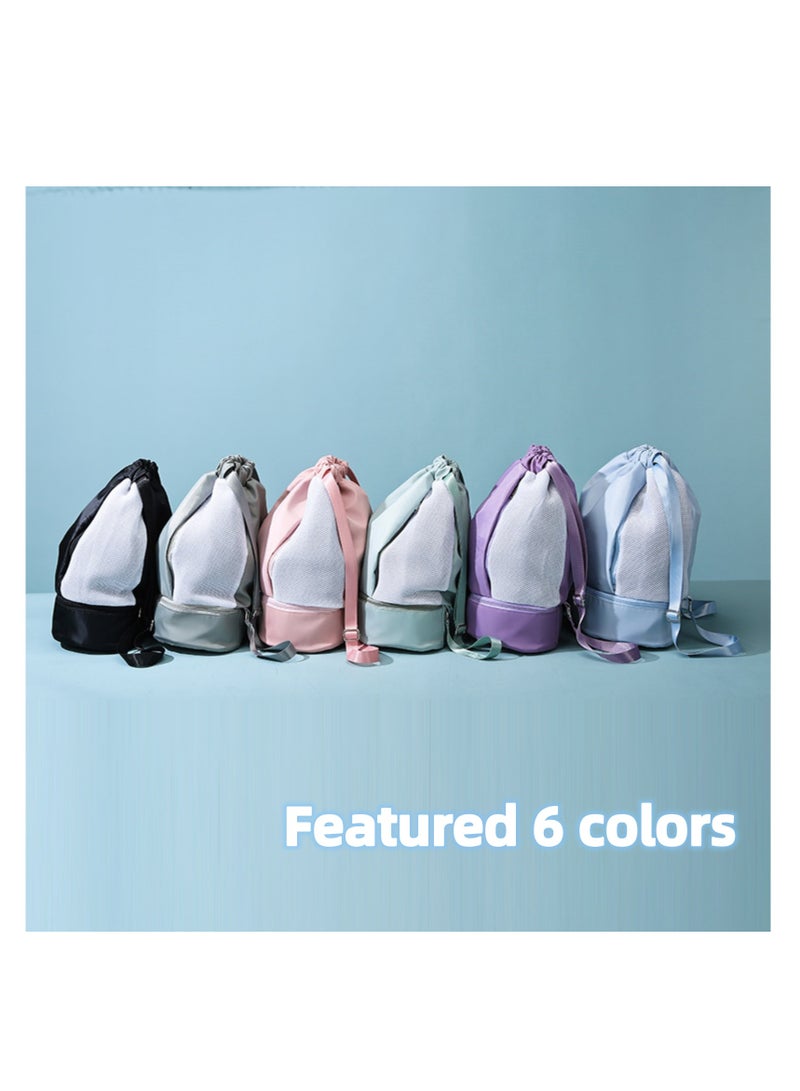 NOVOLAN Drawstring Backpack Drawstring Bag Sports Gym Bag, Swimming Bag Women Dry & Wet Separation Waterproof Fitness Bag Men Storage Bag Backpack Beach Backpack Travel Portable Equipment (black) - Image 3