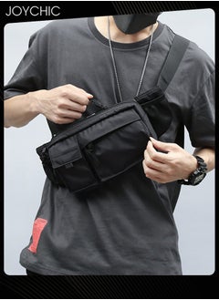 Joychic Casual Men Sports Waist Bag Large Capacity Waterproof Men's Adjustable Straps Premium Lightweight Shoulder Backpack for Gym Fitness Travel Work Black  - Image 1