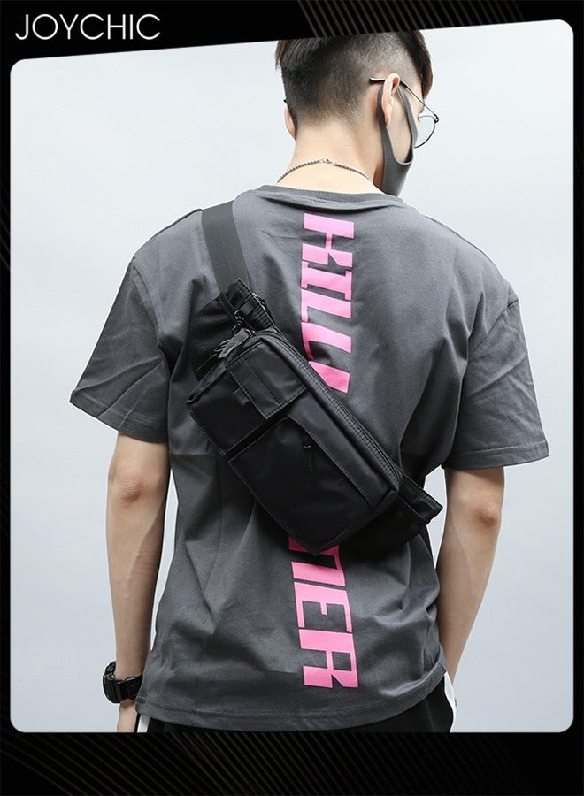 Joychic Casual Men Sports Waist Bag Large Capacity Waterproof Men's Adjustable Straps Premium Lightweight Shoulder Backpack for Gym Fitness Travel Work Black - Image 2