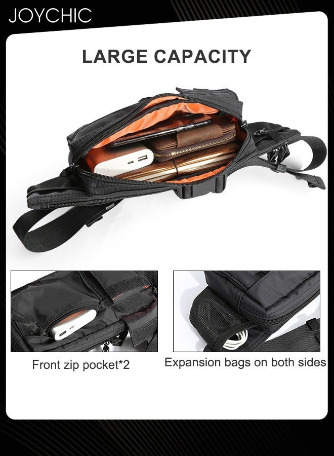 Joychic Casual Men Sports Waist Bag Large Capacity Waterproof Men's Adjustable Straps Premium Lightweight Shoulder Backpack for Gym Fitness Travel Work Black - Image 4