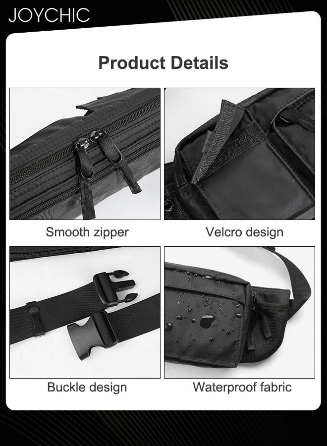 Joychic Casual Men Sports Waist Bag Large Capacity Waterproof Men's Adjustable Straps Premium Lightweight Shoulder Backpack for Gym Fitness Travel Work Black - Image 5