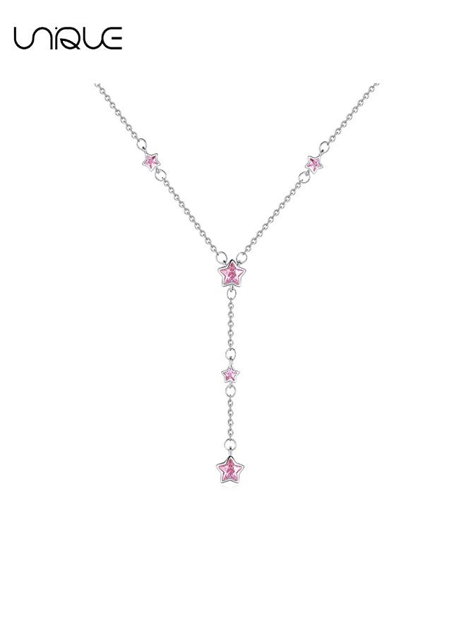 Unique Necklace - Star Tassel Necklace - Pink Diamond Necklace - Clavicle Necklace - Adjustable Necklace - Fashion Simple Unique - Gift - Image 1