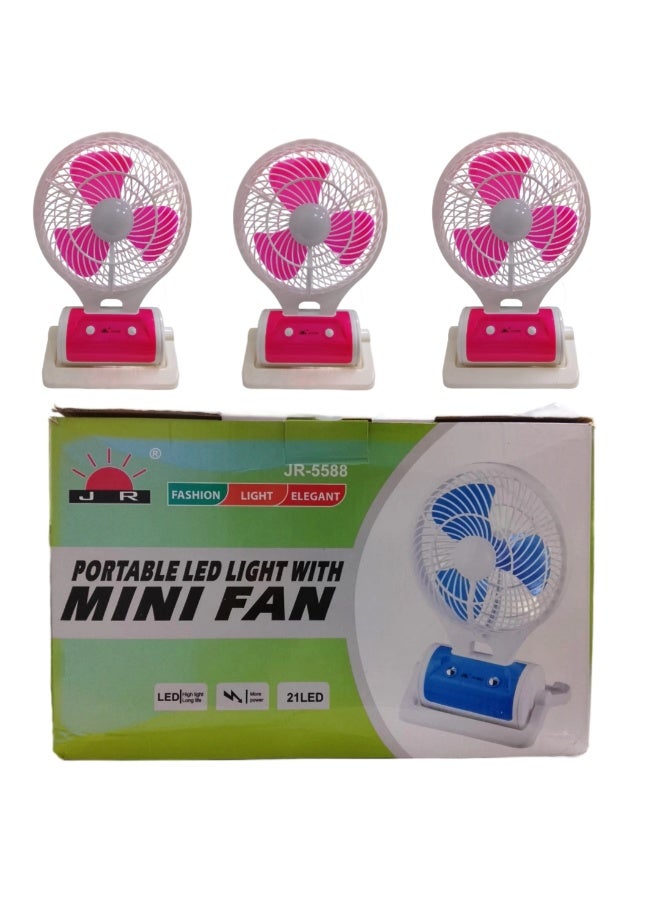 JR Portable LED Light with Mini Fan (JR-5588) - Image 2
