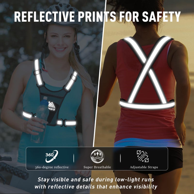 Topward Running Vest Chest Phone Holder for Women Men, Reflective Vest Safety Gear for Dog Walking Cycling - Adjustable Waist/Shoulder - Image 4
