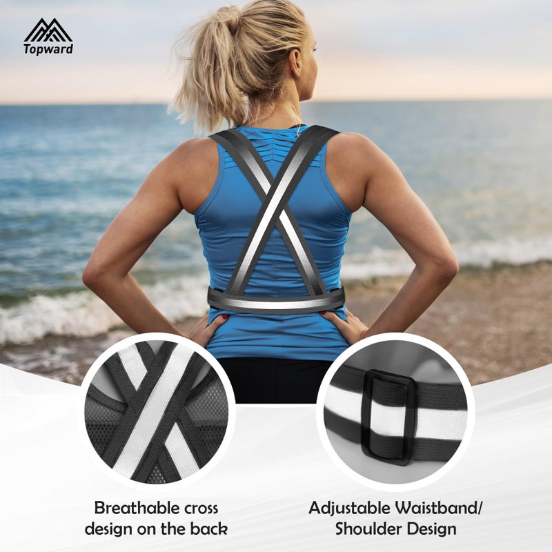 Topward Running Vest Chest Phone Holder for Women Men, Reflective Vest Safety Gear for Dog Walking Cycling - Adjustable Waist/Shoulder - Image 3