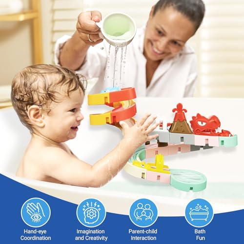 SOCBTNSO Dinosaur Slide Toys Toddler Bath Toys for Kids Ages 48 DIY Building Kit for Ages 57 Bathtub Time Birthday Gifts for Toddler 3 Year Old 36 PCS - Image 5