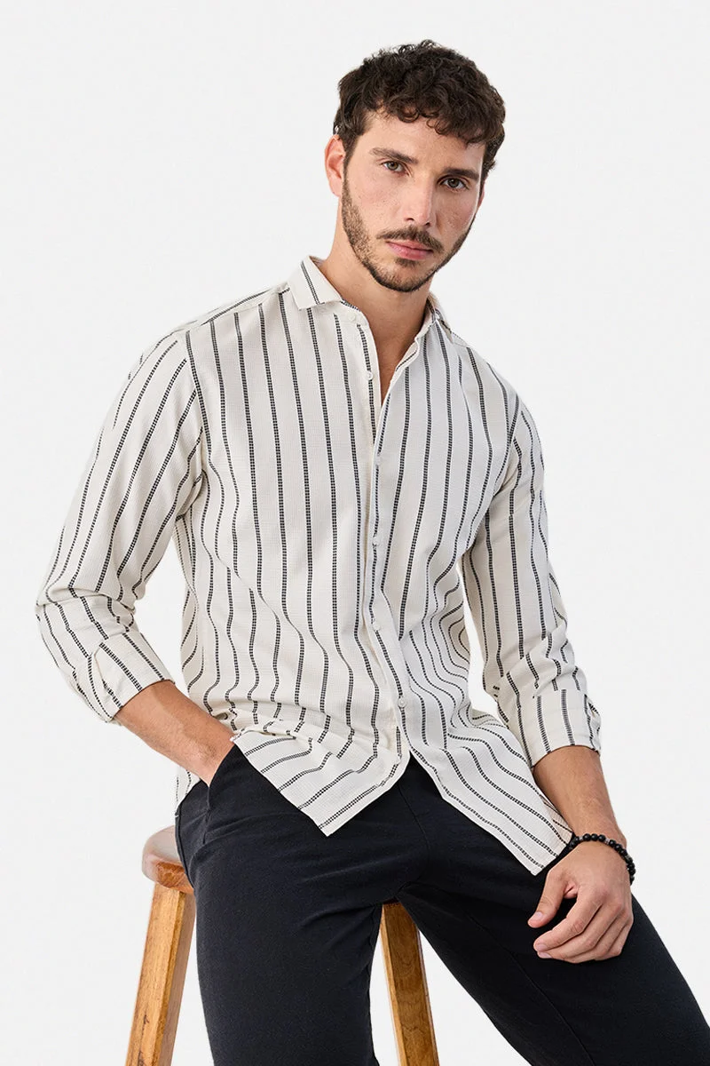SNITCH Stripes 100% Cotton Slim Fit Shirt