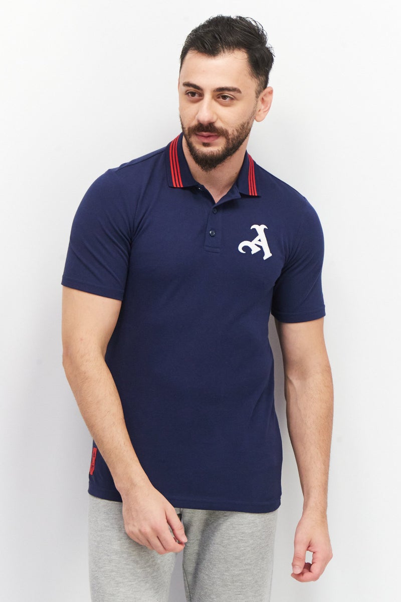 Adidas Me Sports Fit Short Sleeve Embroidered Polo Shirt, Navy  - Image 1