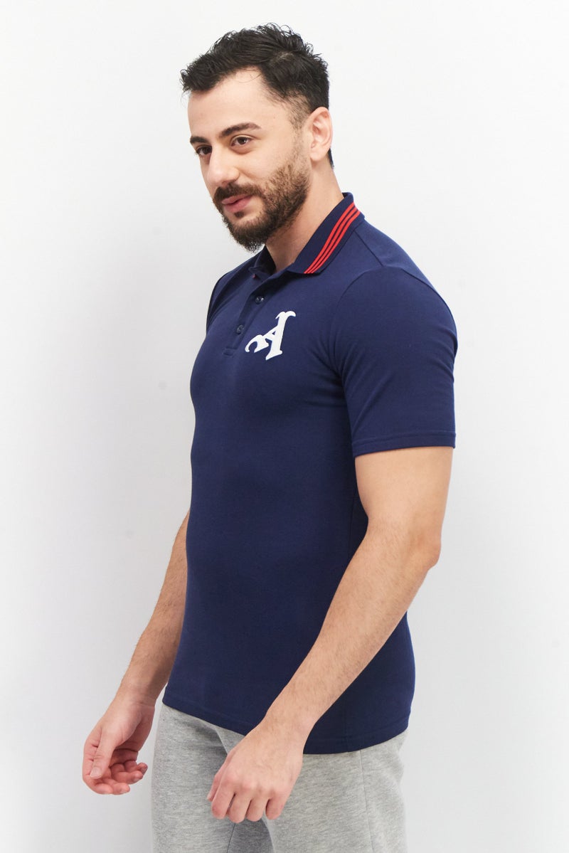 Adidas Me Sports Fit Short Sleeve Embroidered Polo Shirt, Navy  - Image 2