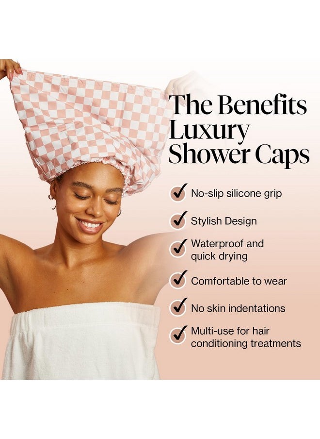 Kitsch Luxury Shower Cap For Women Waterproof - Flexi Satin Lined Shower Cap, Reusable Shower Cap, Adjustable Hair Cap For Shower, Big Shower Bonnet, Large Waterproof Hair Shower Caps For Long Hair  - Image 2