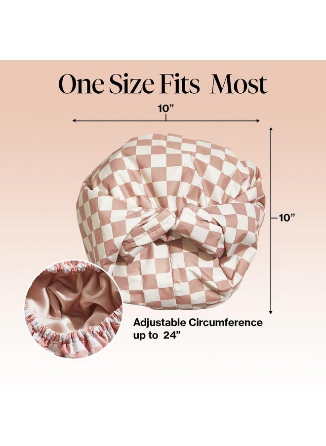Kitsch Luxury Shower Cap For Women Waterproof - Flexi Satin Lined Shower Cap, Reusable Shower Cap, Adjustable Hair Cap For Shower, Big Shower Bonnet, Large Waterproof Hair Shower Caps For Long Hair  - Image 5