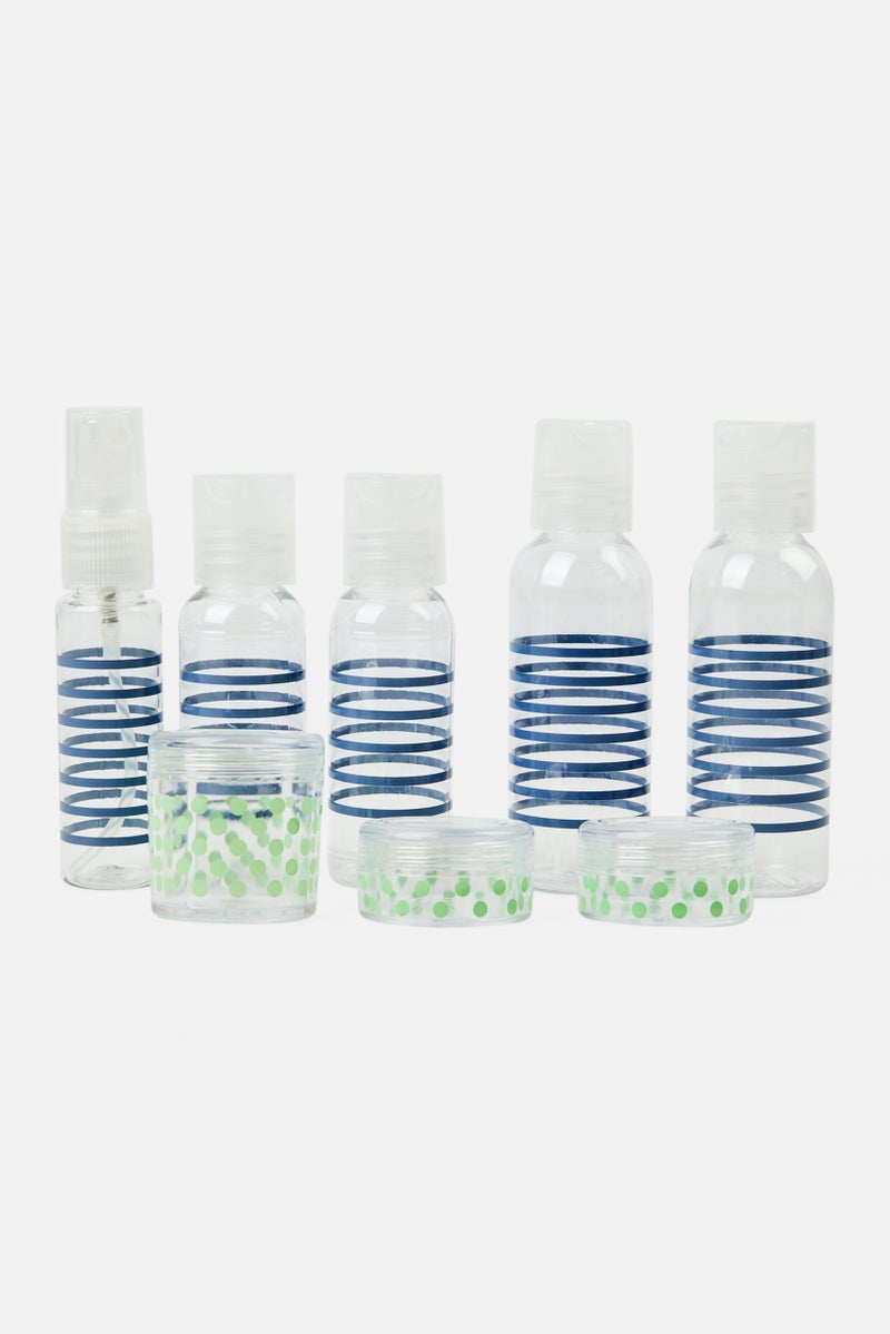 Miamica 12 Pcs Stripe Travel Bottle Set, Transparent  - Image 2