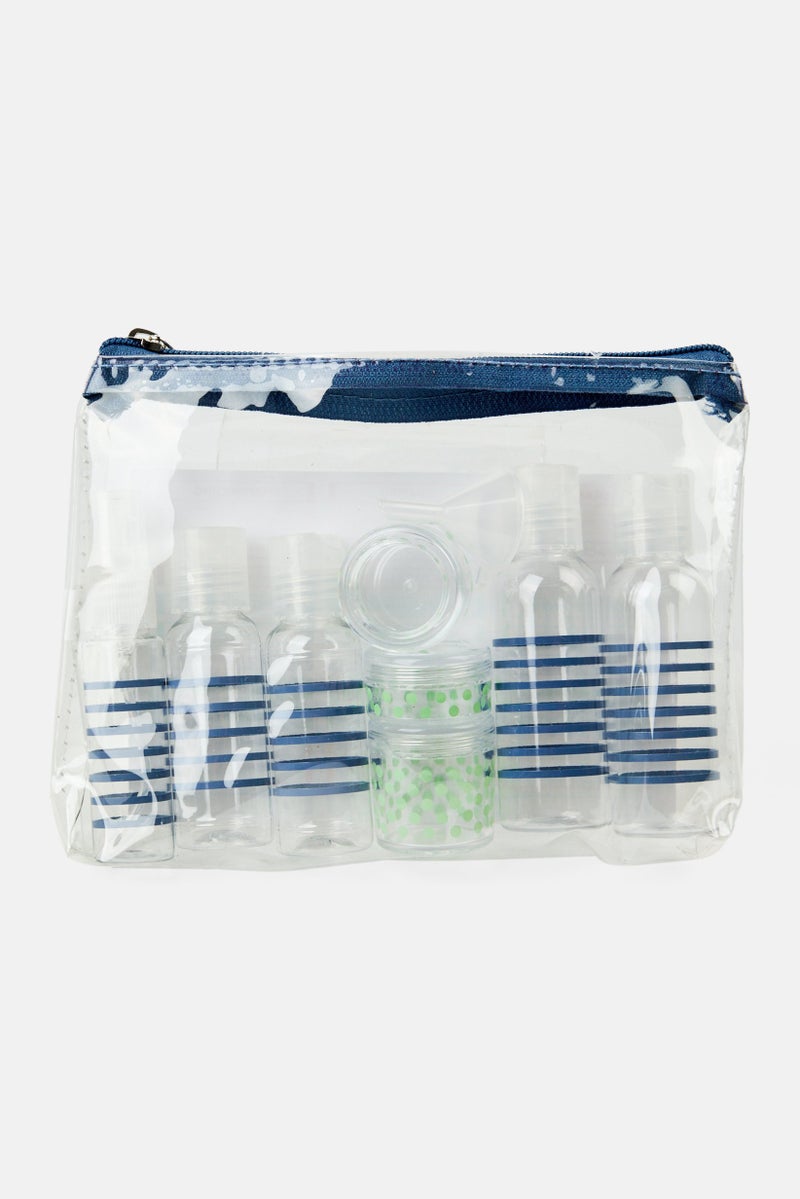 Miamica 12 Pcs Stripe Travel Bottle Set, Transparent  - Image 1