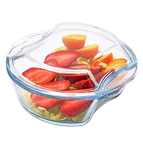 Femora Borosilicate Serving Bowl | 1 Year Warranty | Glass Casserole Set, Glass Bowl with Lid, Microwave Safe Bowl Set, Dishwasher and Freezer Safe, Deep Round (Pack of 1-500ML) - Image 1