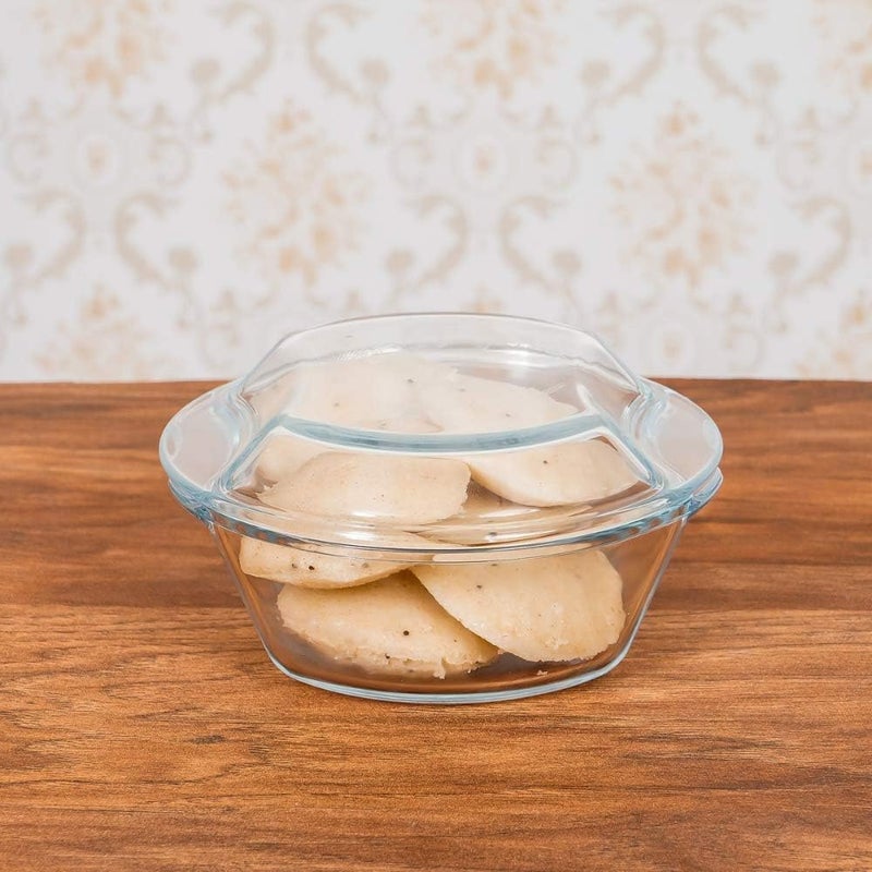 Femora Borosilicate Serving Bowl | 1 Year Warranty | Glass Casserole Set, Glass Bowl with Lid, Microwave Safe Bowl Set, Dishwasher and Freezer Safe, Deep Round (Pack of 1-500ML) - Image 4