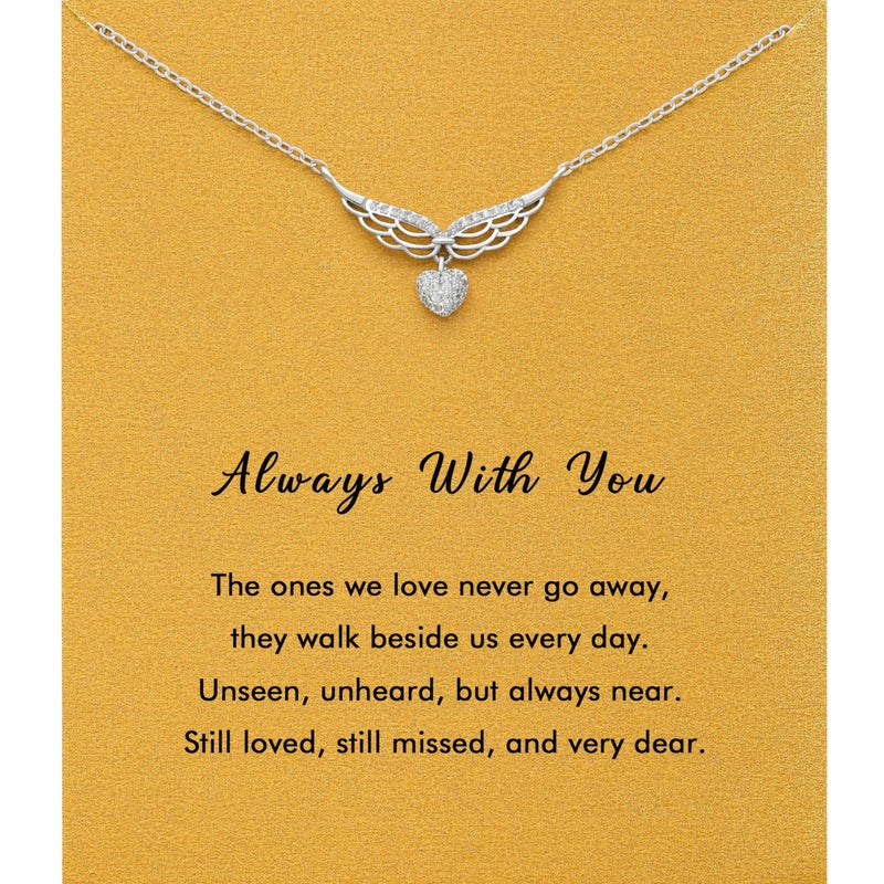 RZKING Sympathy Gifts for Loss of Loved One, Angel Wings Necklace Bereavement Memorial Gifts (Angel Wing) - Image 1