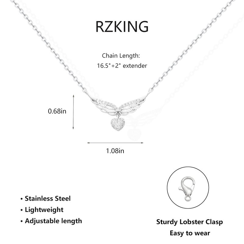 RZKING Sympathy Gifts for Loss of Loved One, Angel Wings Necklace Bereavement Memorial Gifts (Angel Wing) - Image 2