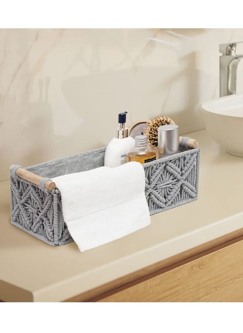 MIXDE Basket Boho Decor Basket for Organizing Countertop Woven Decor Basket Toilet Paper Basket Top Shelf Basket with Handle Bathroom Decor Bedroom Nursery Living Room Entry  - Image 2
