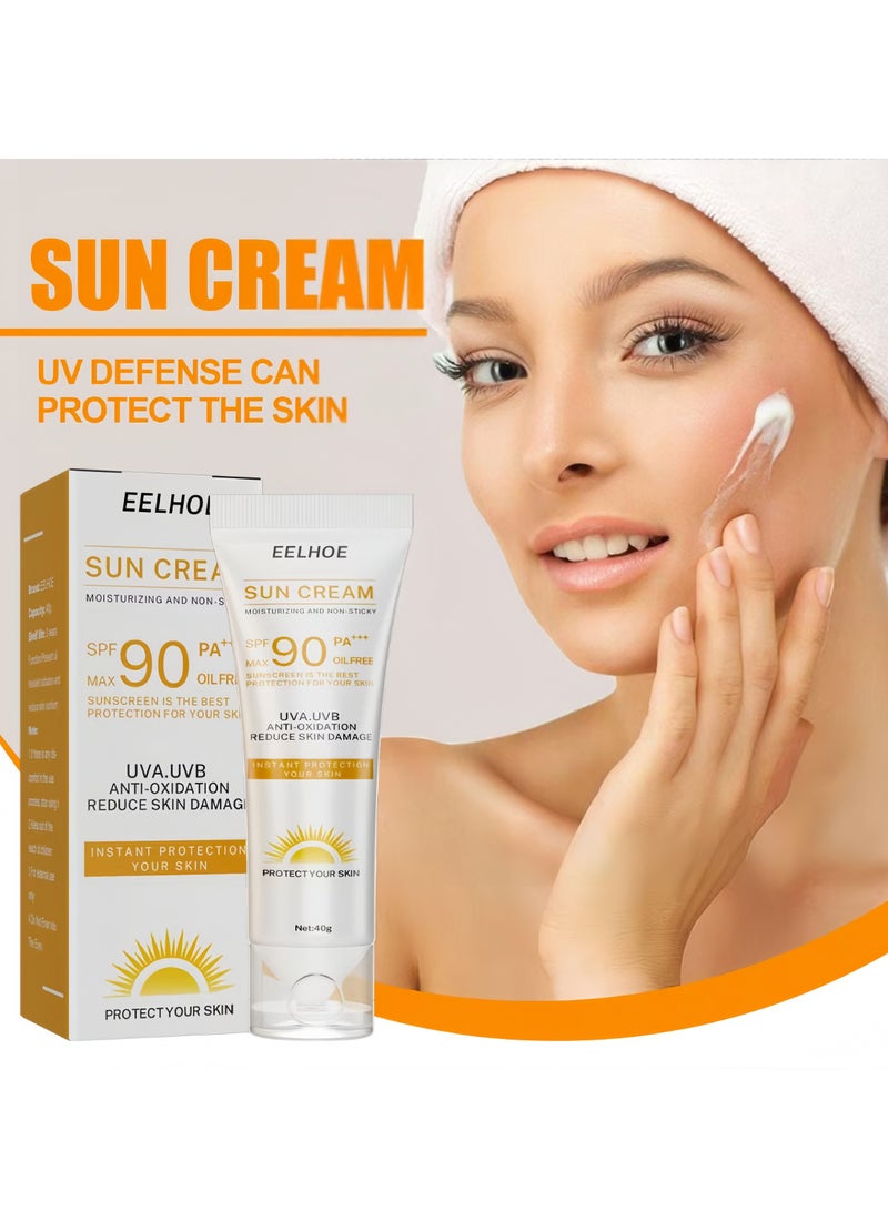إيلهو قطعتان من كريم الشمس للوجه مرطب وغير لزج مرطب للوجه مع عامل حماية من الشمس مضاد للأكسدة يقلل من تلف البشرة  يحمي البشرة من التلف - Image 3
