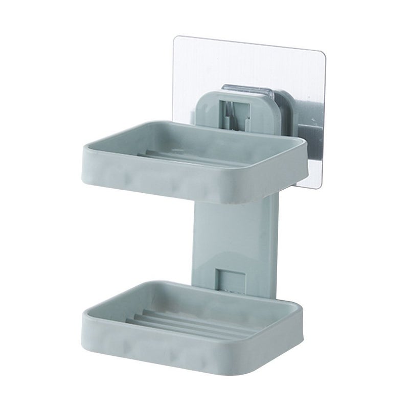 Flipco Super Adhesive Sticker Soap Dish Holder Wall Mounted Bathroom Shower Soap Holder Saver Box Storage Organizer Rack,Multi Colour ABS Plastic (Double Layers) - Image 1