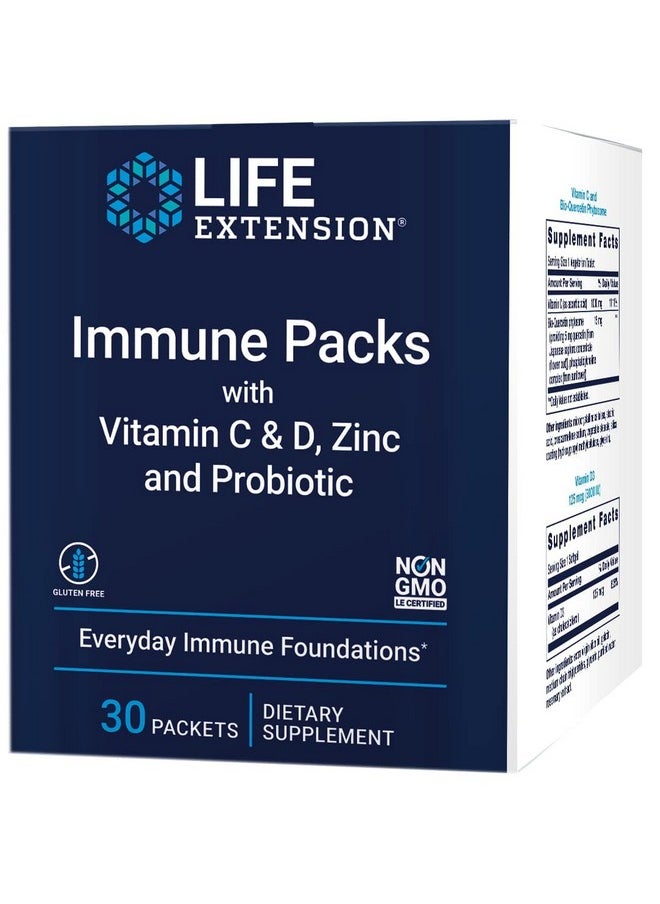 Life Extension - Immune Packs With Vitamin C & D Zinc And Probiotic (30 Packs) - Image 1