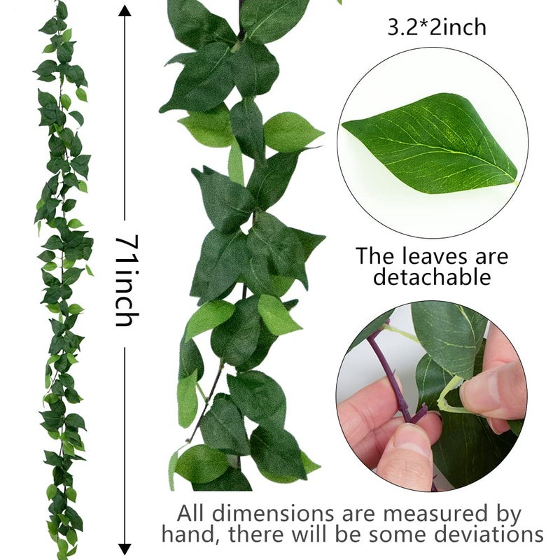 dallisten 3 Strands Artificial Vines Kit, 71" Silk Eucalyptus Ivy Garland Green Leaves Natural Odorless, Fake Greenery Hanging Plants Decoration for Home, Bedroom, Wall, Party, Wedding Decor - Image 2