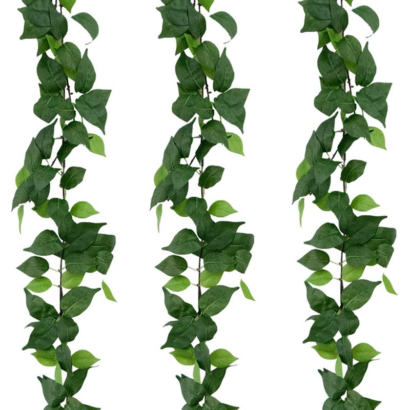dallisten 3 Strands Artificial Vines Kit, 71" Silk Eucalyptus Ivy Garland Green Leaves Natural Odorless, Fake Greenery Hanging Plants Decoration for Home, Bedroom, Wall, Party, Wedding Decor - Image 1