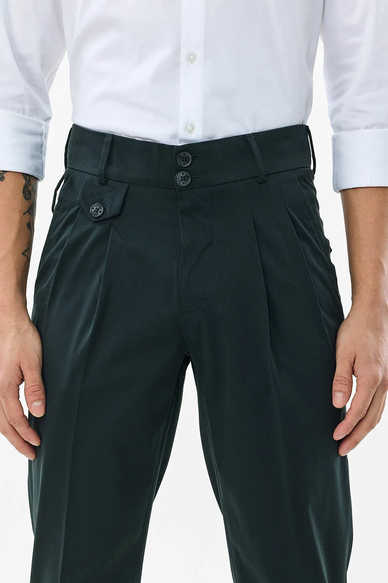 SNITCH Slim Fit Dark Green Trousers
