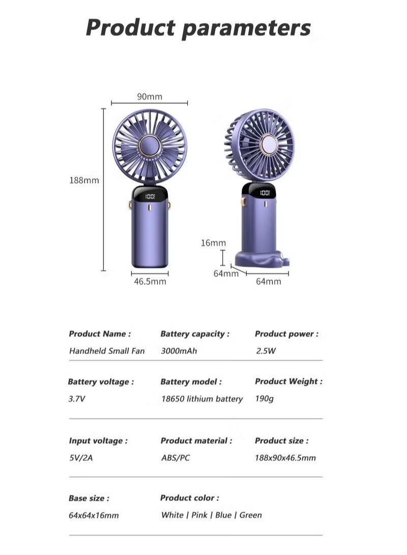 SYOSI Portable Hand-Held Fan Office Desktop Multifunctional Folding Double-Headed Small Electric Fan With A Neck Lanyard - Image 3