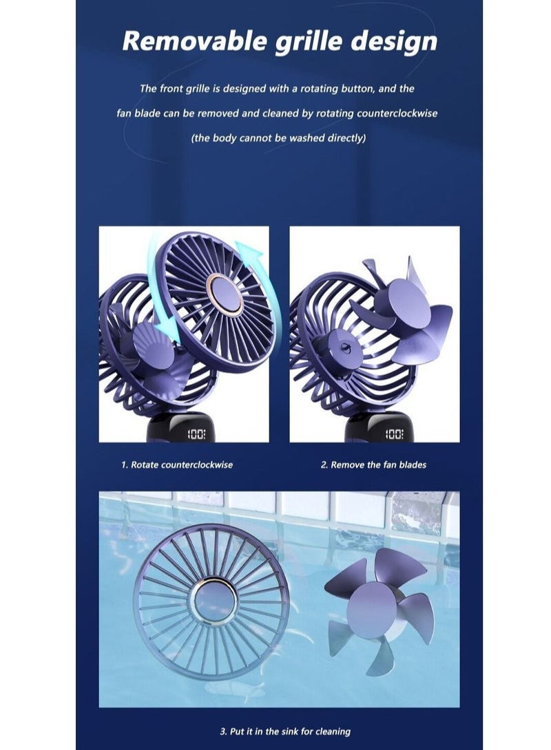 SYOSI Portable Hand-Held Fan Office Desktop Multifunctional Folding Double-Headed Small Electric Fan With A Neck Lanyard - Image 4