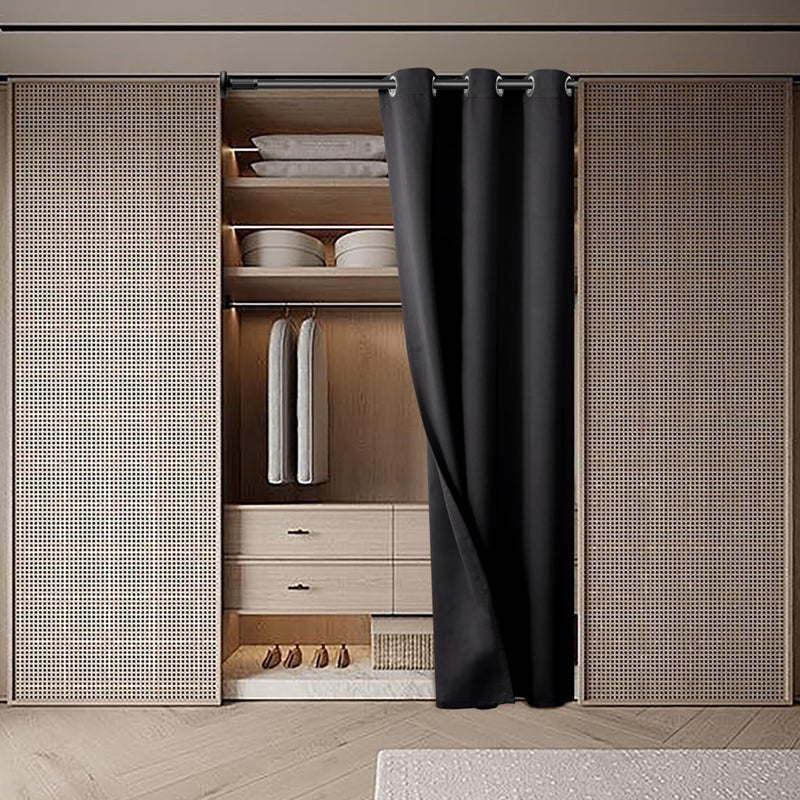 BGment Black Door Curtain 78 Inch Length for Doorway  Bedroom Closet Curtain  Privacy Thermal Insulated Blackout Grommet Room Divider for Room Separation  1 Panel  40 Inch Wide - Image 2