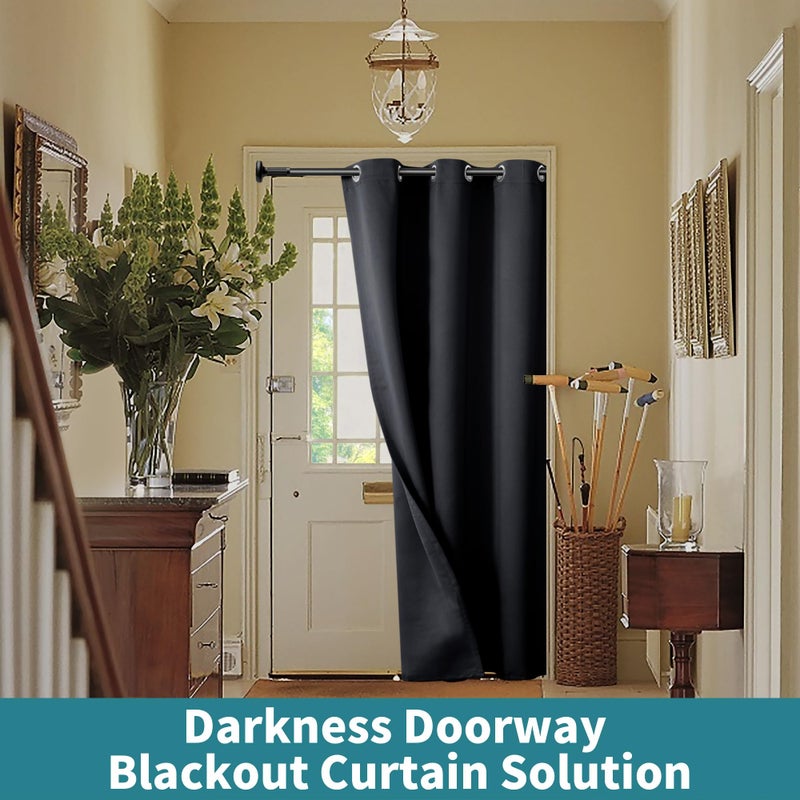 BGment Black Door Curtain 78 Inch Length for Doorway  Bedroom Closet Curtain  Privacy Thermal Insulated Blackout Grommet Room Divider for Room Separation  1 Panel  40 Inch Wide - Image 4