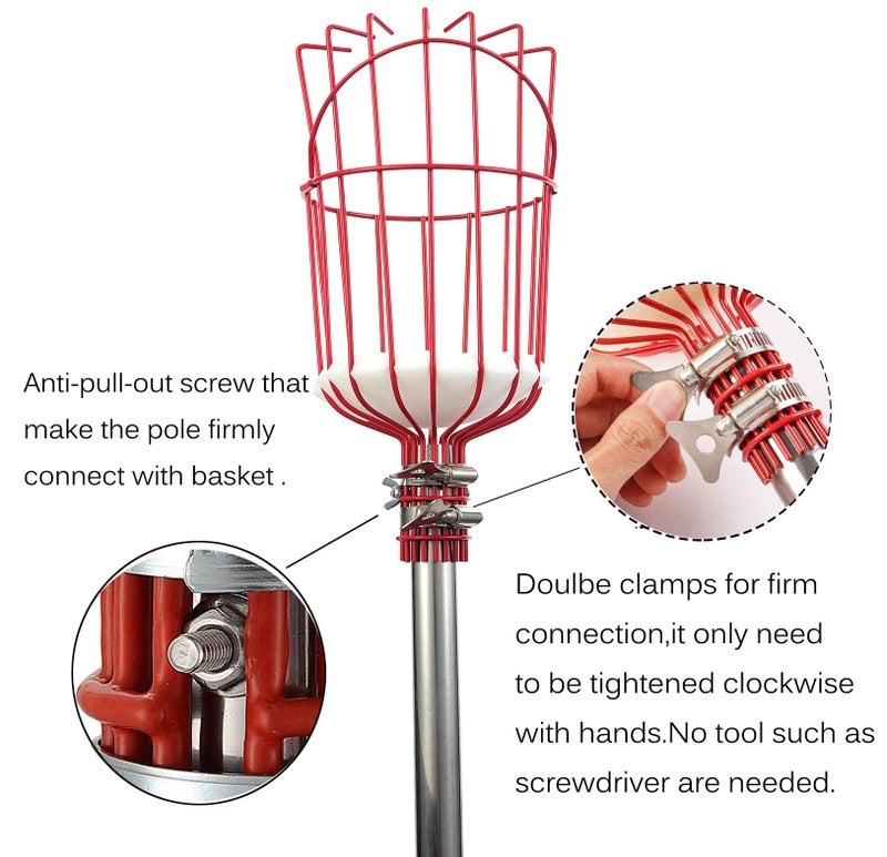 COCONUT Fruit Picker Tool, Fruit Picker with Basket and Pole Easy to Assemble & Use Fruits Catcher Tree Picker for Getting Fruits(5ft) - Image 3