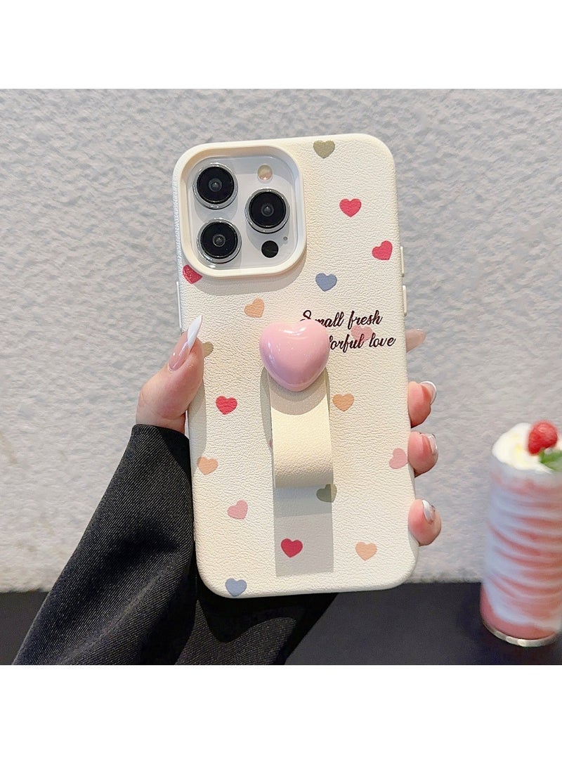 NIBEMINENT Polka Dot Heart Flower Protective TPU Case Cover For iPhone 16 Plus, Love Ring