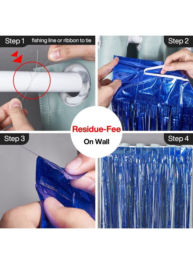 PartyWoo - 2 Pcs Royal Blue Foil Fringe Curtain Metallic Foil Tinsel Fringe Backdrop Door Fringe For Birthday Wedding Party Photo Backdrop Blue Streamers Party Decorations - Image 1