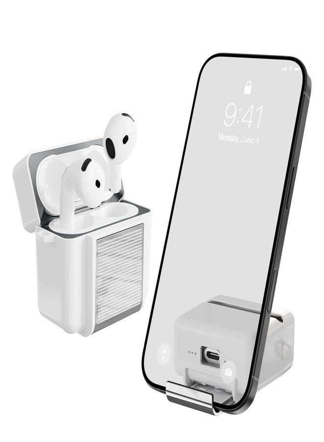 PZOZ AirPods 4 Case with iPhone Holder Stand - Compatible with AirPods 4th Generation Case, Official Same Material, Shock Resistant, Full Protection, Wireless Charging - Image 1