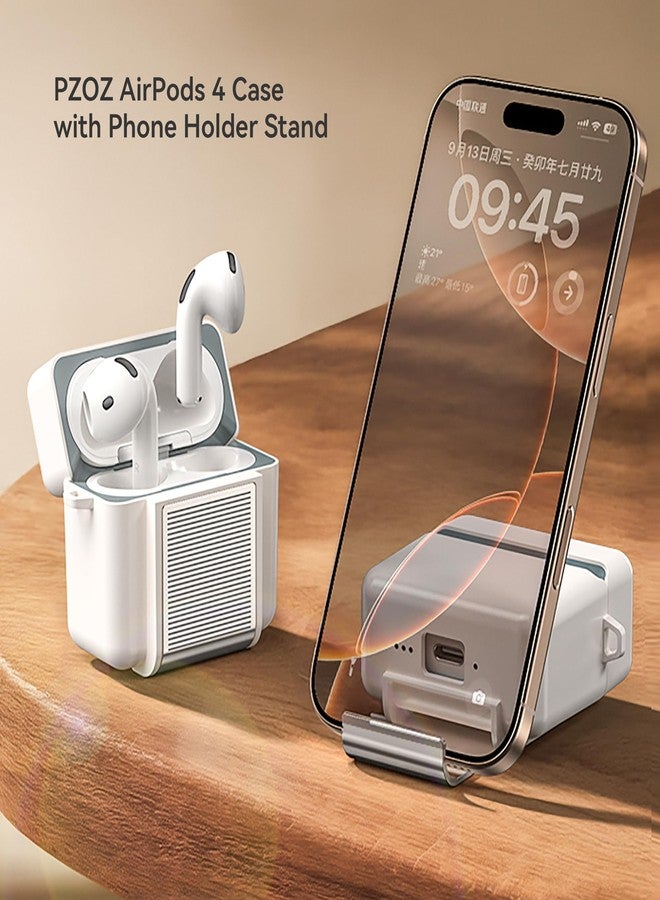 PZOZ AirPods 4 Case with iPhone Holder Stand - Compatible with AirPods 4th Generation Case, Official Same Material, Shock Resistant, Full Protection, Wireless Charging - Image 4