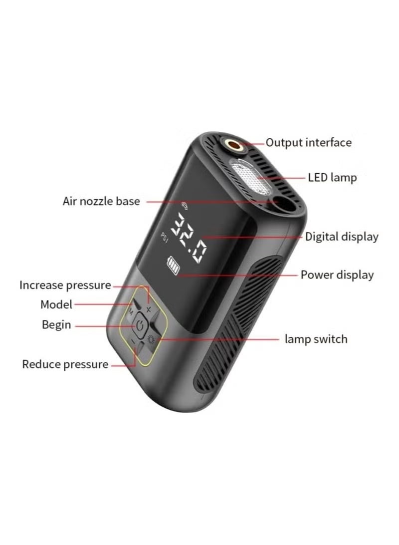 GENNEXT Portable Car Air Pump | Digital Tire Inflator with LED Display, 150 PSI, Rechargeable USB-C | Cordless Air Compressor for Car, Motorcycle, Bike, Sports Balls & Inflatables - Image 2