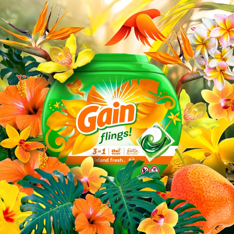 Gain Flings Laundry Detergent Pacs, 60 Count, Island Fresh Scent, with Odor Defense, concentrated laundry soap pacs - Image 5
