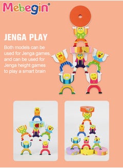 MEBEGIN Wooden Digital Stacking Blocks, Number Crunching Cube Set Included 12 Pcs Blocks, 12 Pcs Jenga Figures and 2 Pcs Wooden sticks, Kids Rubik's Cube, Detachable Fun Number Rubik's Cube with Clear Patterns, Interactive Building Tabletop Toys, Stimulating Wooden Activity Toy for Kids Aged 3+  - Image 4